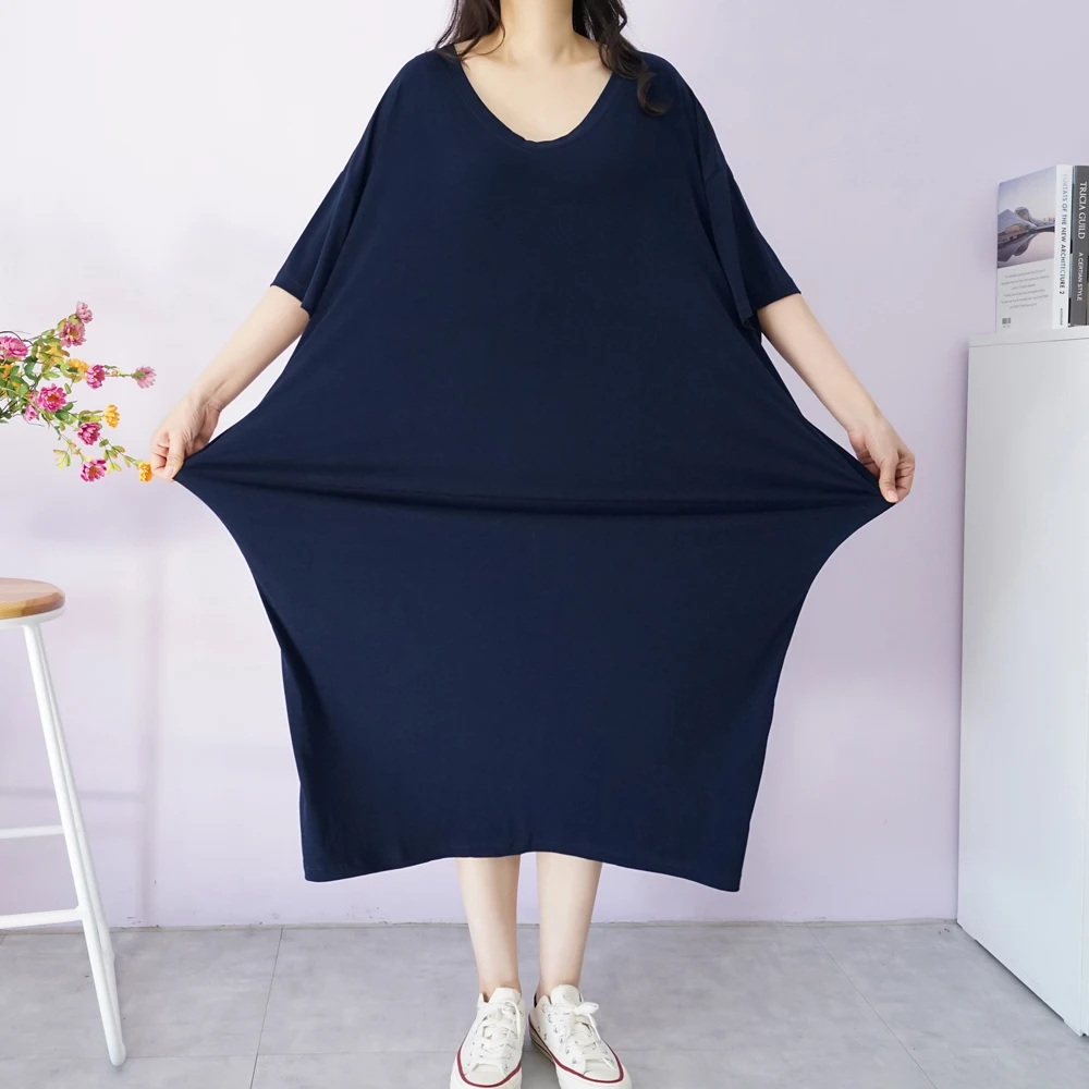 Big Girl Story Women Big-size Cool V-neck Summer Long One-piece BGSV-11