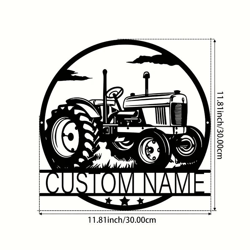 Custom Name Tractor Wall Art Signs, Farmhouse Wall Decor, Metal Tractor Art, Ideal Presents for Porch/Patio Wall Art Decorations image 2