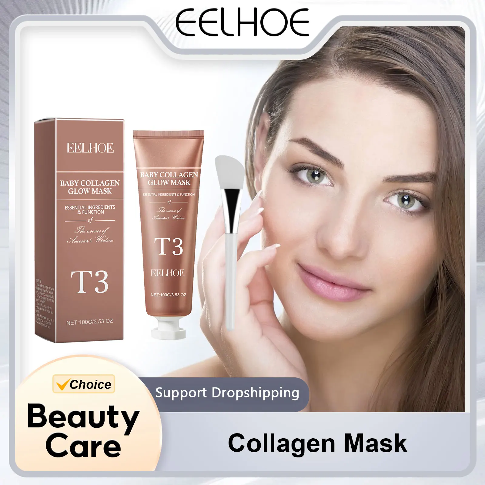 EELHOE Collagen Mask Deep Cleansing Large Pores Remover Blackhead Purifying Peeling Mask for Face Clean Skincare Products Sets