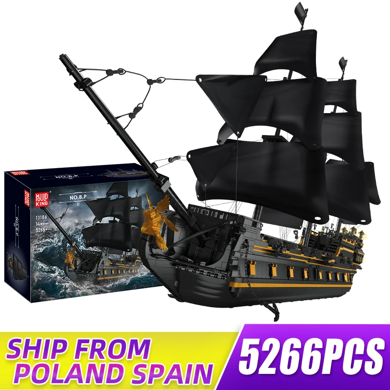 

MOULD KING 13186 Black Pearl Ship Pirate Ⅱ Pirates Ship 5266Pcs Building Blocks Ideas Sailboat Bricks Boys Birthday Toys Gifts