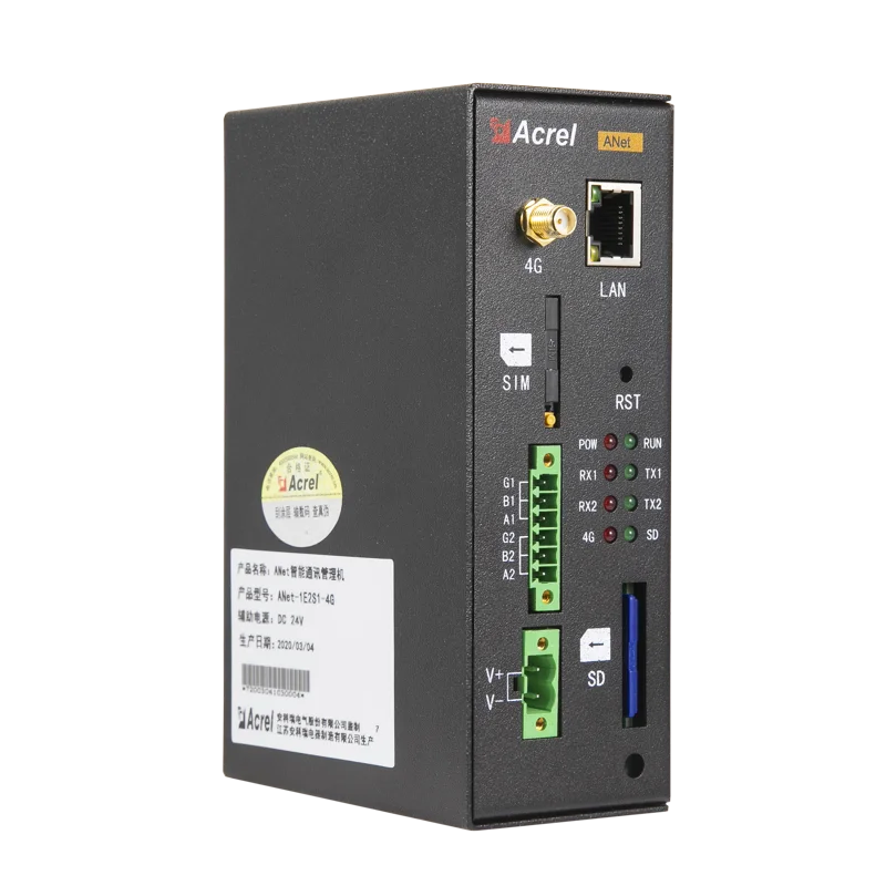 Acrel ANet-1E1S1 Smart IoT Gateway  Multiple Protocols Modbus-RTU/Modbus-TCP/DLT645.etc Support Max.32 Devices
