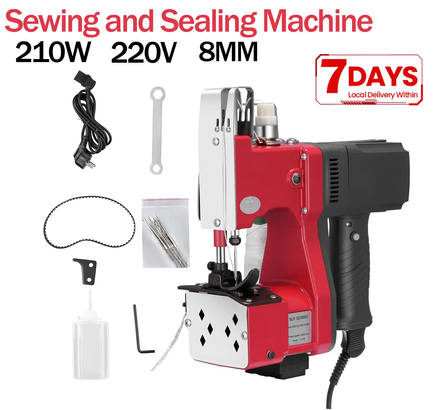    Selladora de Bolsas Portátil de 10000 RPM, Máquina de Coser Industrial Eléctrica, Selladora Automática de Alta Velocidad para Empacar Bolsas Tejidas en el Hogar