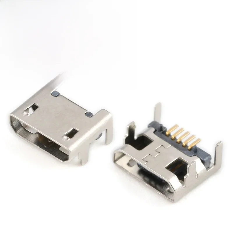 10 sztuk złącze Micro USB 5pin gniazdo Micro usb cztery nogi 5P wkładanie płyty siedzenia Mini złącze usb — zdjęcie 2
