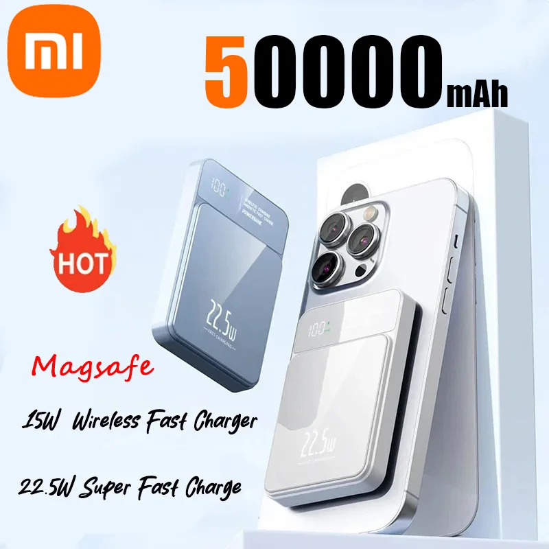 Xiaomi 50000mAh power bank Magsafe wireless magnetic power bank fast charging portable suitable for iPhone Xiaomi Samsung Huawei