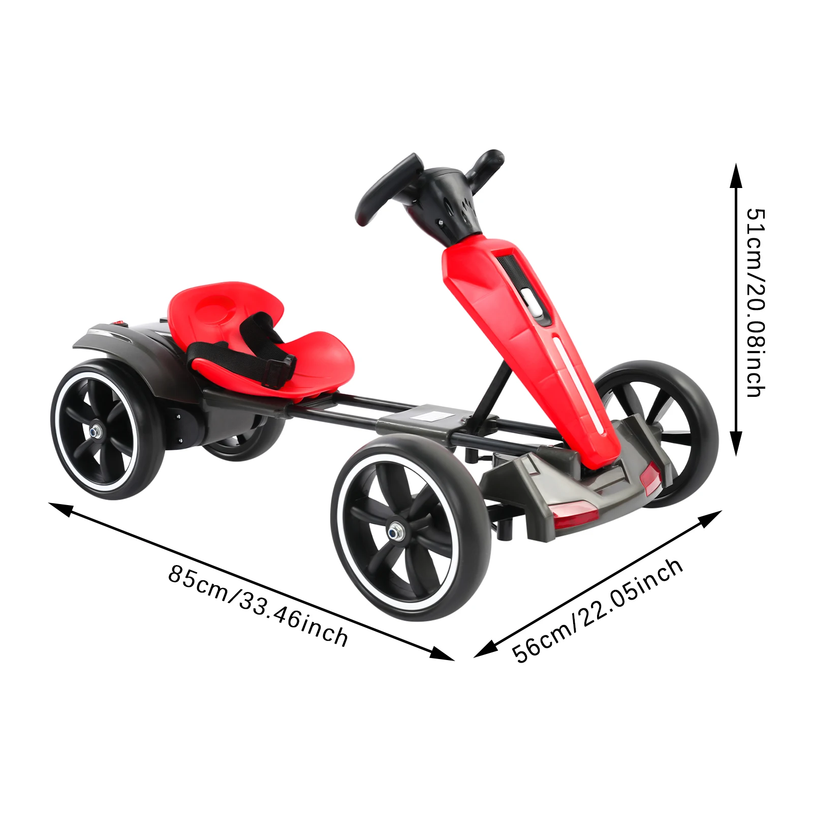 Go Kart électrique pliable en PP, Go-Karts à pédale autoportante avec siège réglable et musique/lumières pour enfants de 3 à 8 ans
