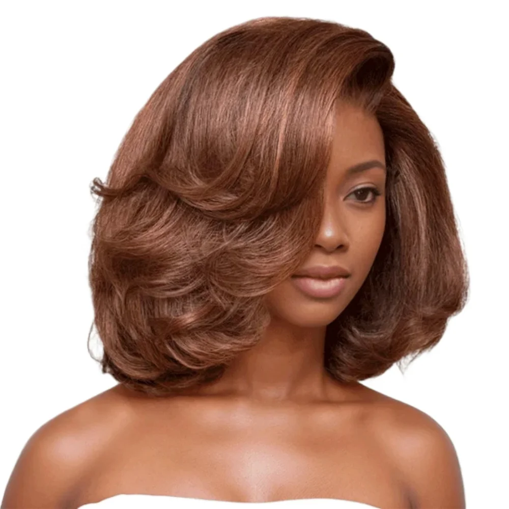 #4 Chocolate Brown 9x6 Glueless Lace Closure Bob Wig Human Hair Layer C Part Brown Natural Bob 12 Inch Water Wave Lace Front Wig