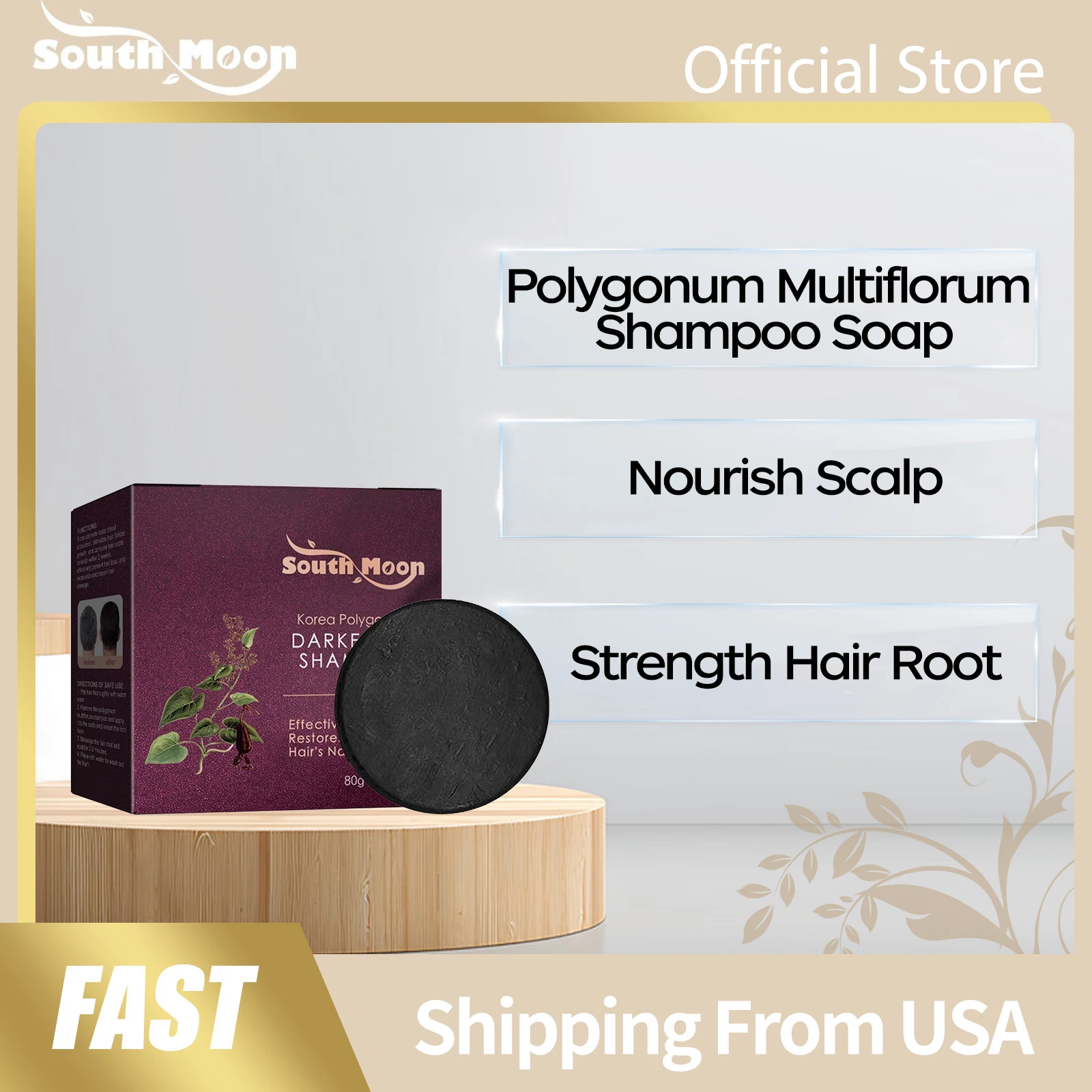 

Polygonum Multiflorum Shampoo Soap Deep Clean Oil Control Nourish Scalp Soothe Hair Root Natural Care Refreshing Scent Hair Soap