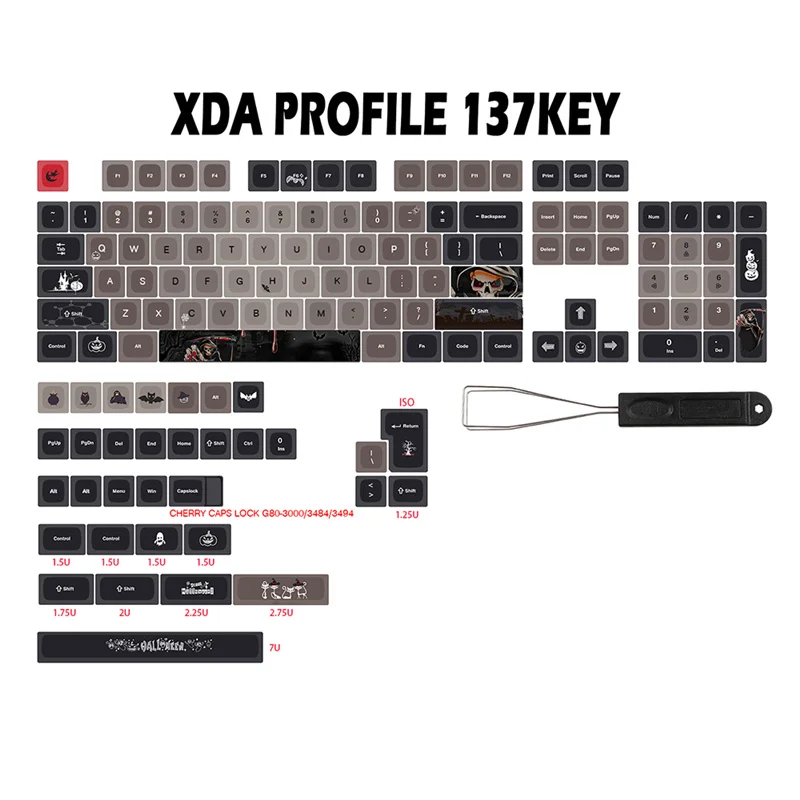 XDA Profile JP/US Halloween Keycaps PBT Dye Sublimation 137 Keys Cherry Mx Switch For Mechanical Keyboard