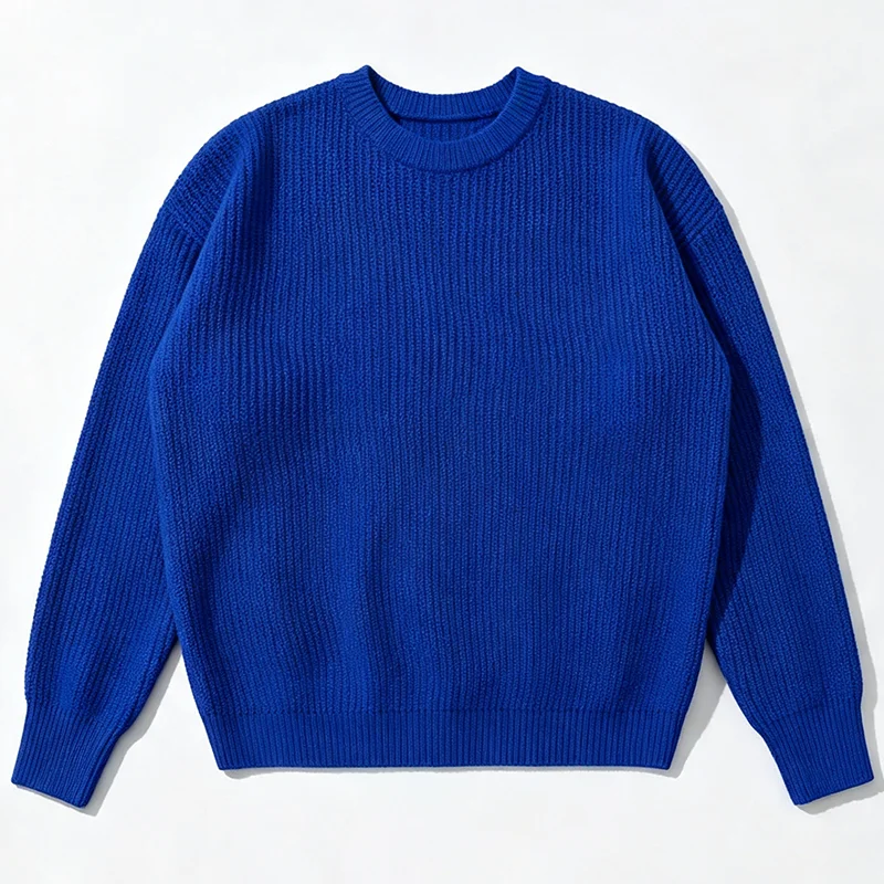 Neuer Herren-Strickpullover in Unifarben für Frühling und Herbst, Lässiger Modischer Pullover mit Gerippter Textur, Langen Ärmeln und Rundhalsausschnitt – Detail 37