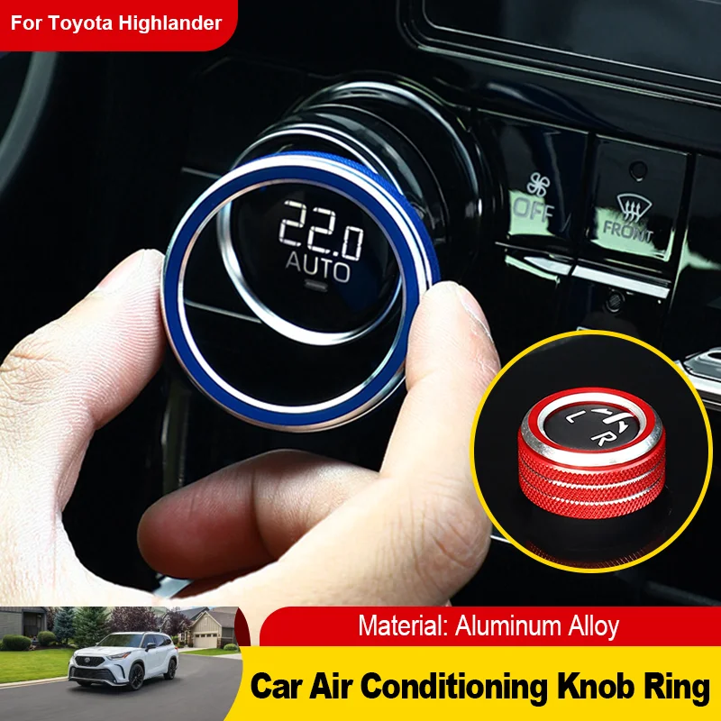 

Car Air Conditioning Ring AC Knob Heater Climate Control Switch Button Cover for Toyota Highlander Kluger XU70 MK4 2020~2023