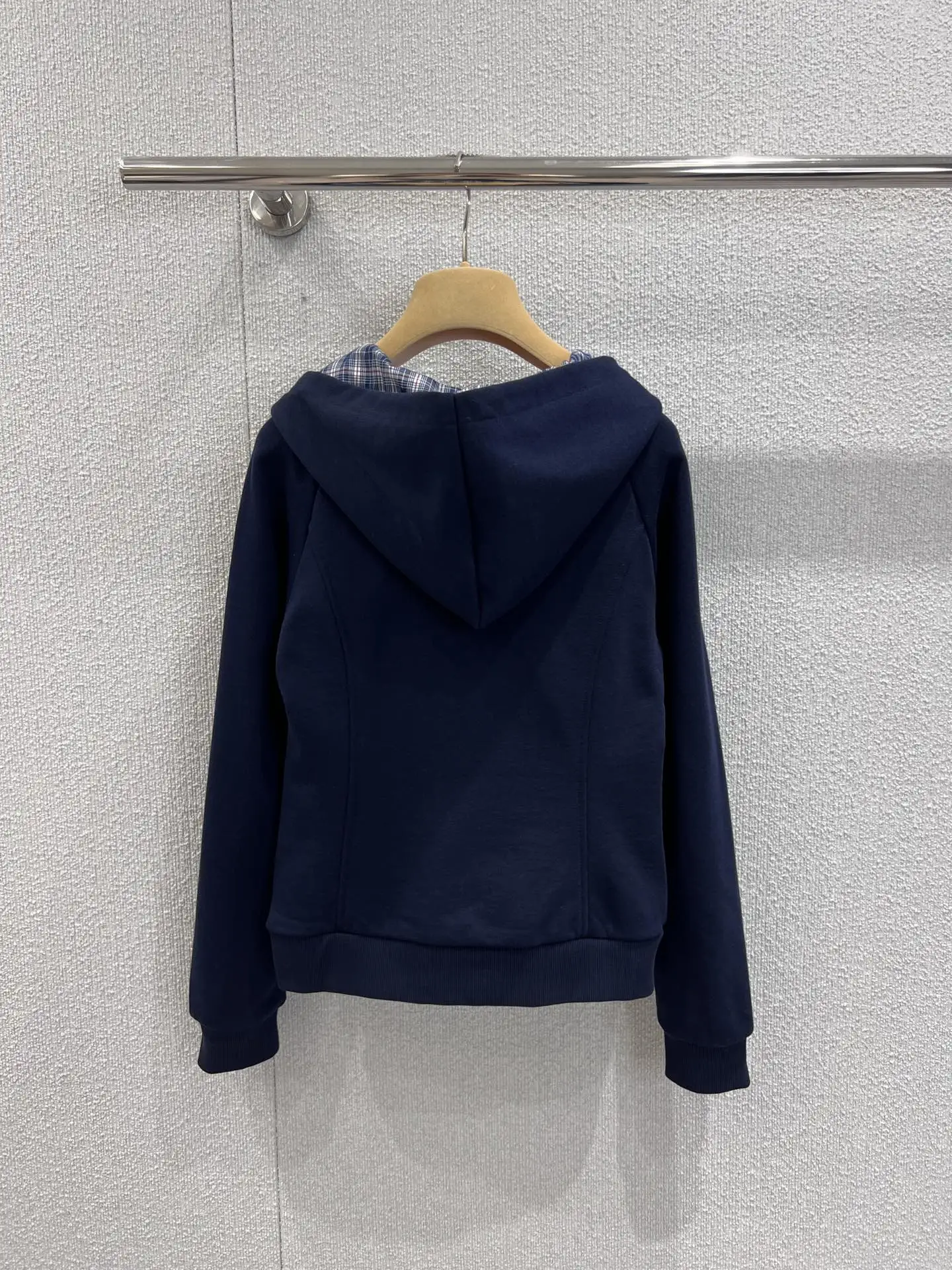 

2025 Early Autumn Women's Clothing Fake Two-Piece Plaid Splicing Zipper Hooded Sweatshirt Casual Pants Set Shirts & Blouses