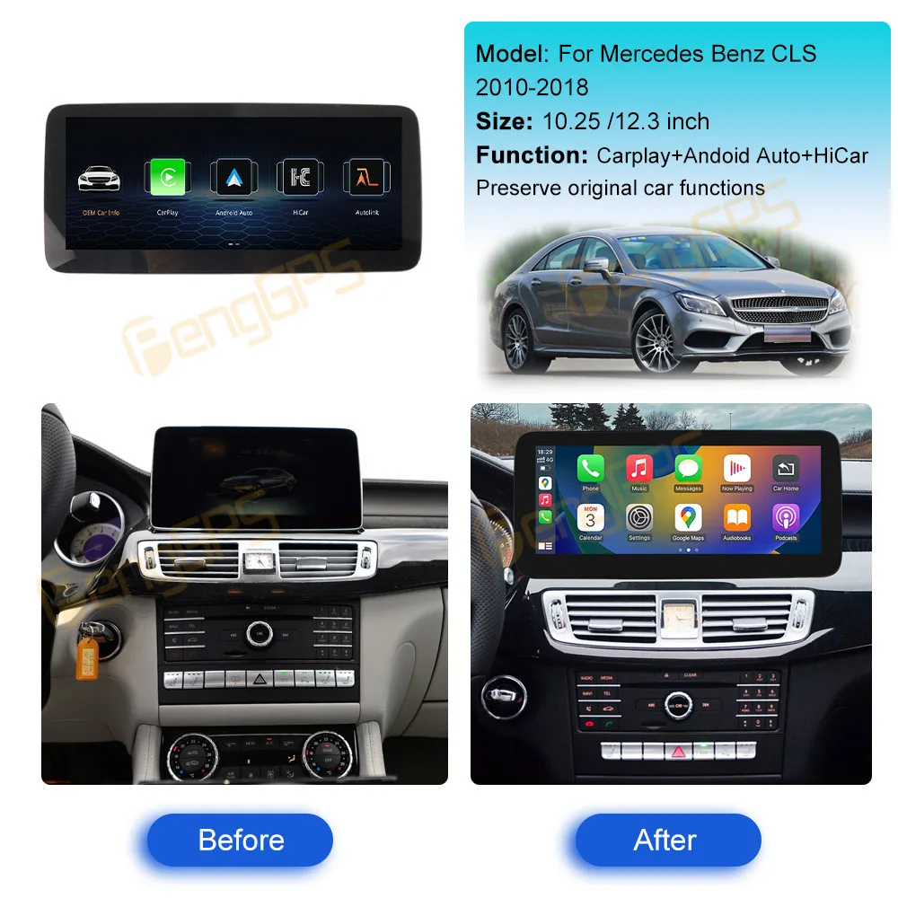 Wireless Carplay Android Auto Linux System For Mercedes Benz CLS Class W218 350 2010 - 2018 Car Radio HiCar FM DSP WIFi