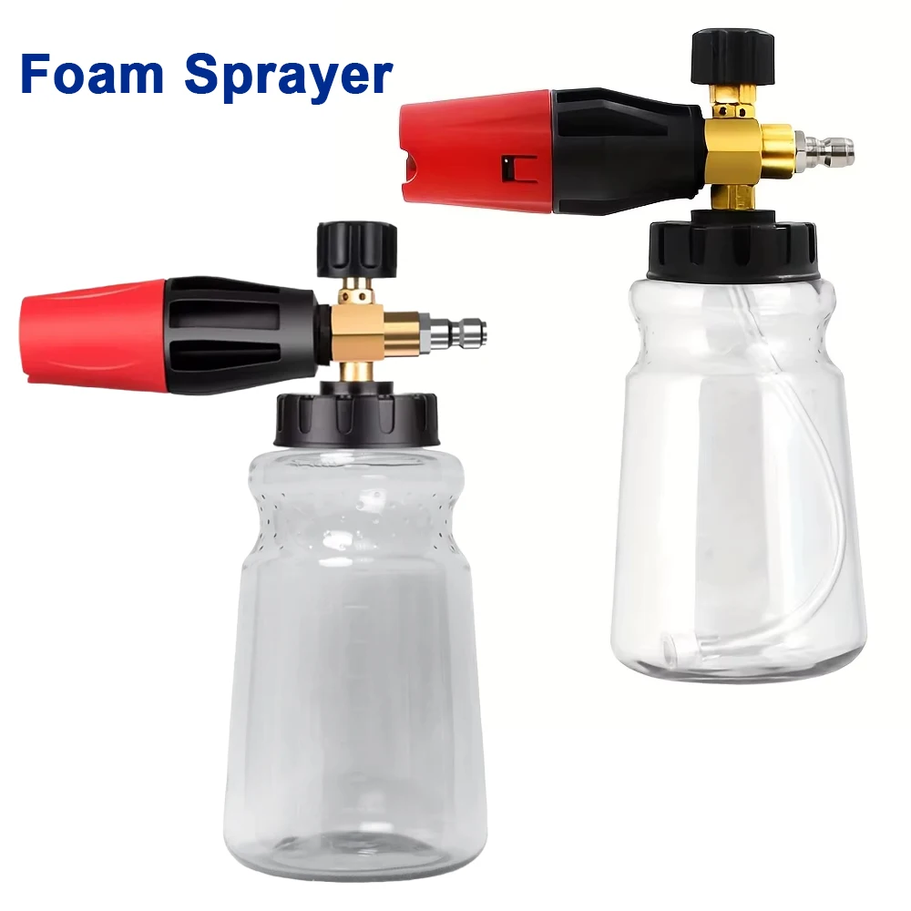 

Пенопластовая пушка для автомойки объемом 33,8 унции - 60 ° Широкоугольный пистолет для пены для снега с ручной бутылкой для мойки высокого давления