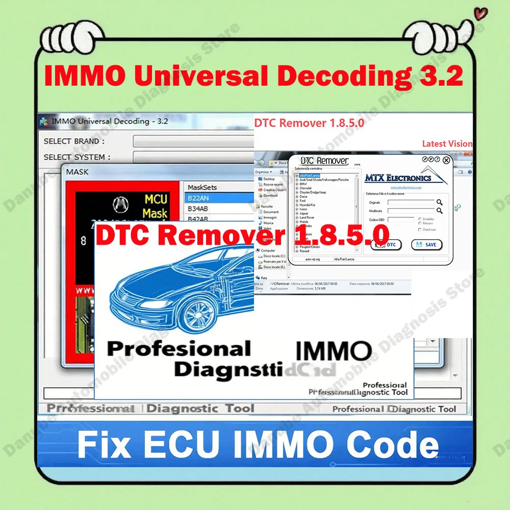 

IMMO Universal Decoding 3.2 obd2 scanner IMMO Off with Keygen Unlimited Crack + Software MTX DTC Remover 1.8.5.0 With Keygen