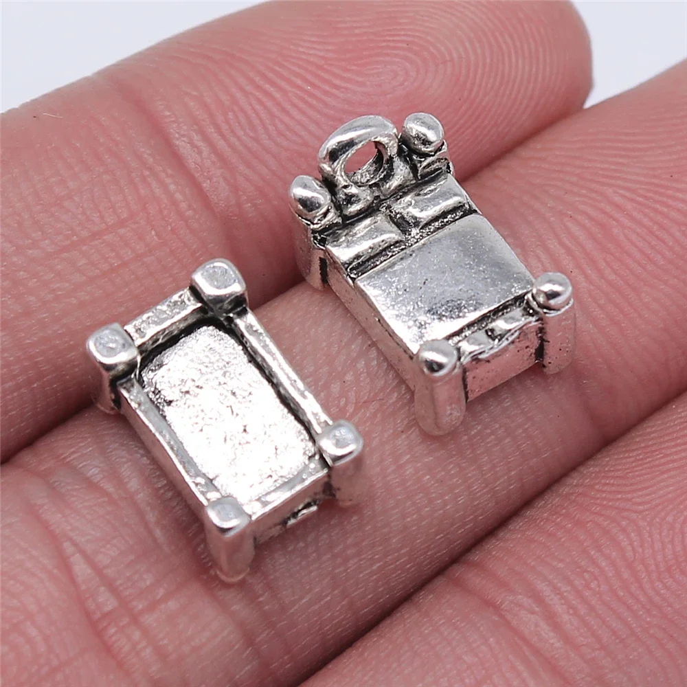 WYSIWYG 5 sztuk 13x8mm tworzenia biżuterii DIY Handmade Craft Charms Antique srebrny kolor 3D łóżko wisiorek — zdjęcie 2