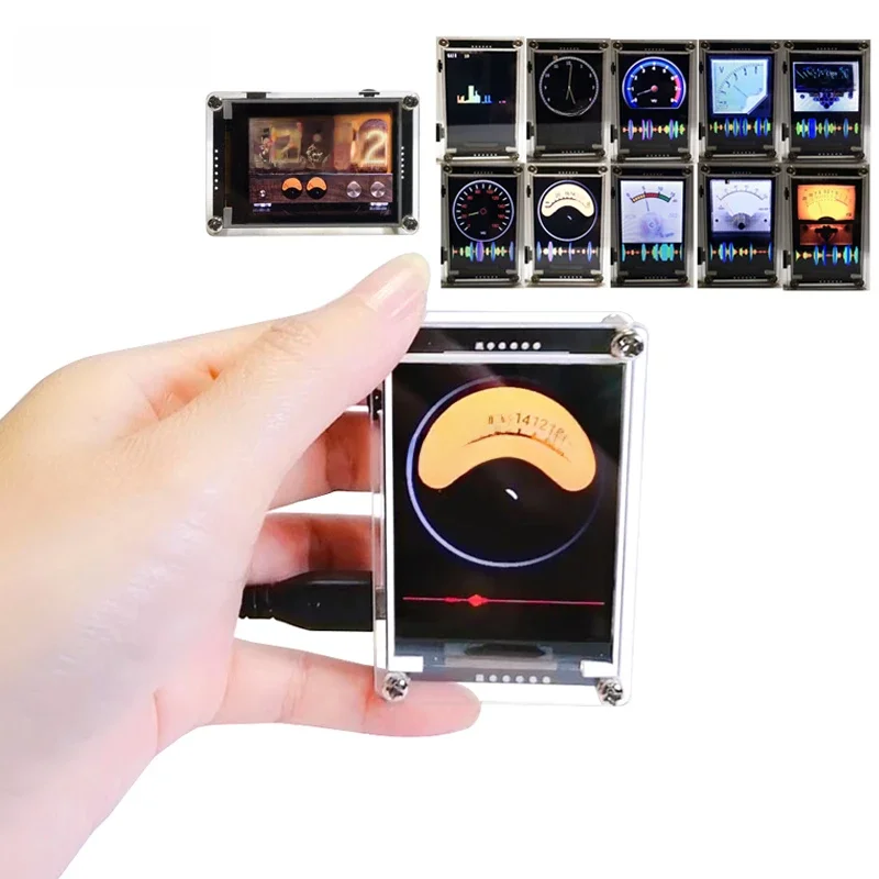 Mini 2.4 pouces, spectre de musique à commande vocale, indicateur de niveau de rythme, VU mètre, horloge lumineuse HD LCD analogique, Support multimode GPS