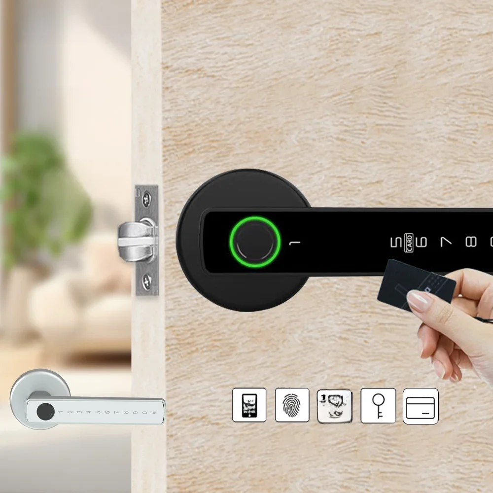 RAYKUBE M5 Tuya BLE Inteligentny Zamek do Drzwi na Odcisk Palca Cyfrowy Elektroniczny Zamek z Hasłem/Kluczem/Kartą IC/Smartlife/ Otwieranie przez Aplikację Tuya — zdjęcie 2