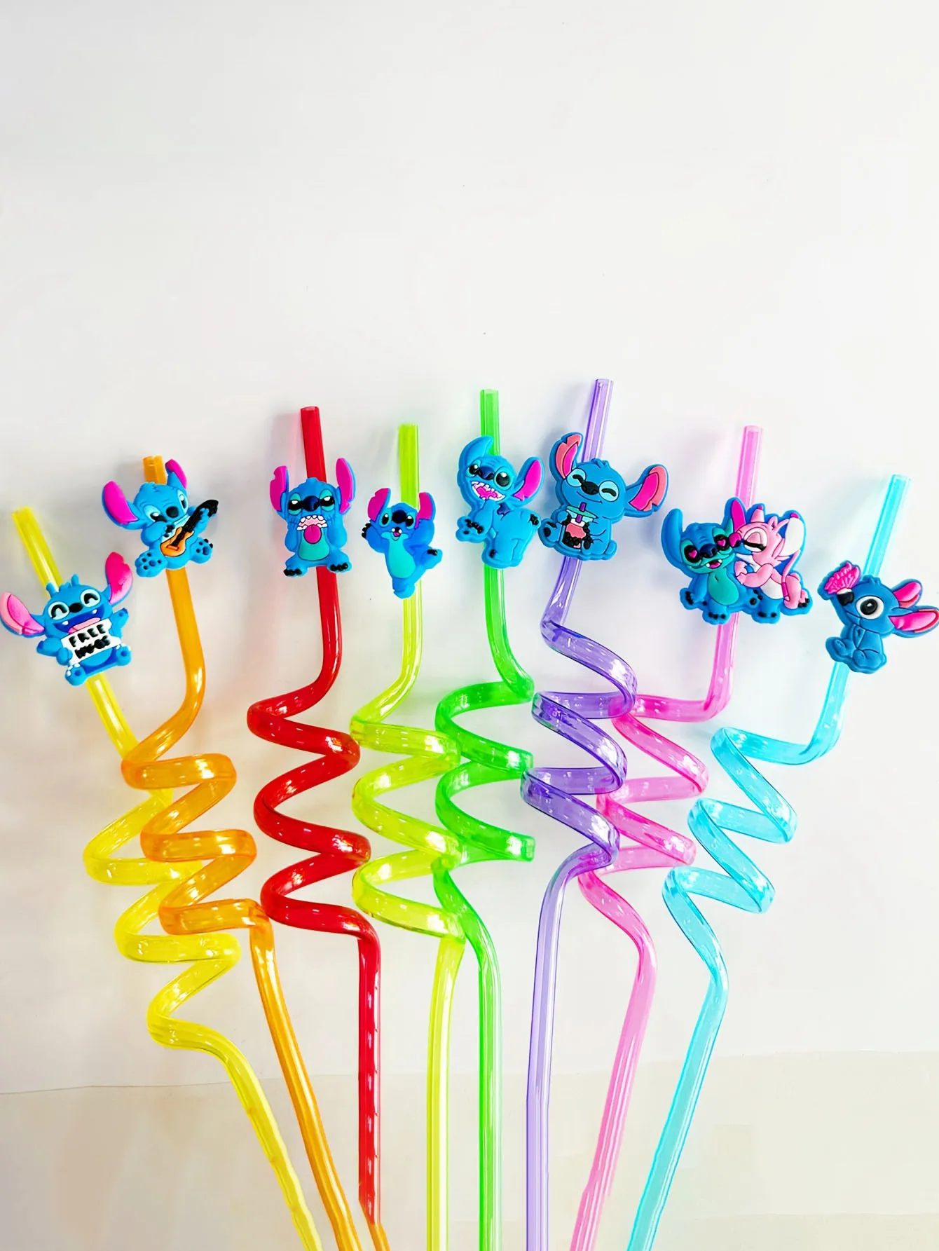 1/4/8pcs New Stitch Creative Straw Sticker Personalized Straw Sticker Party Decoration Anime Character Reusable