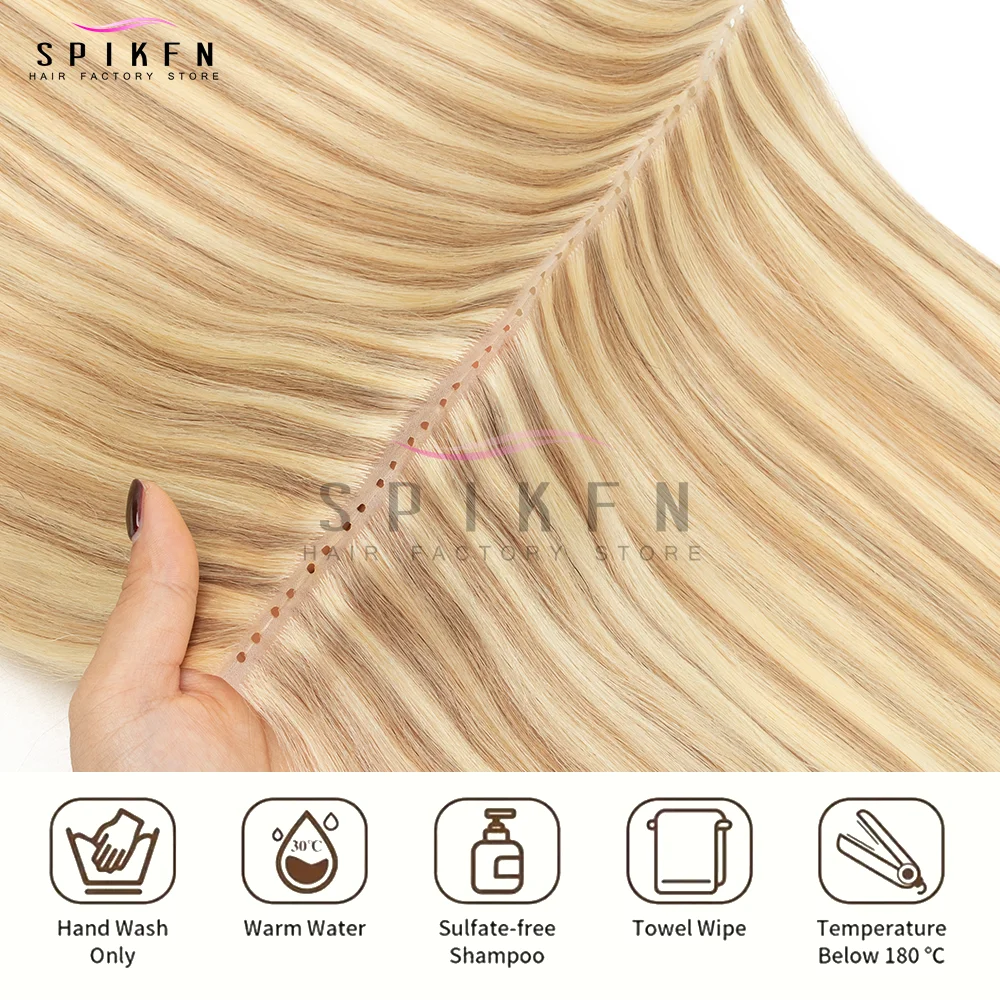 스피크펜 더블 인젝트 XO 홀 웨프트 인모 연장 마이크로 헤어 보이지 않는 트윈 탭 웨프트 헤어 내추럴 스트레이트 풀스루