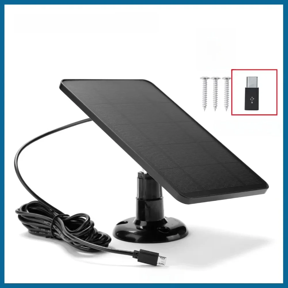 Panneau solaire 10W 5V 2 en 1, Micro USB + panneaux solaires de type C, chargeur de cellules solaires extérieures pour caméra de sécurité/petit système d'éclairage domestique