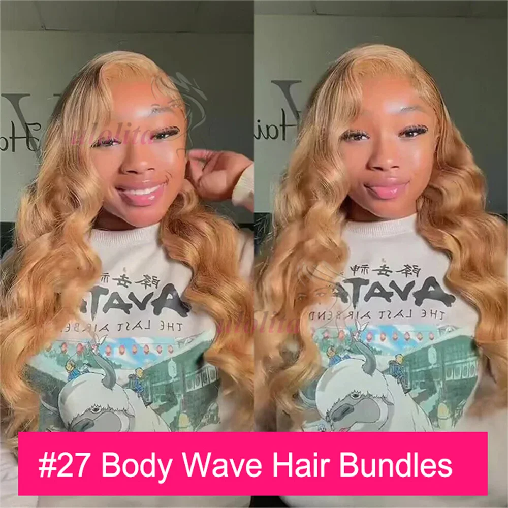 27 #   Honing Blonde Bundels Body Wave Menselijk Haar Bundels Maleisische Remy Haar Weave 100% Virgin Onverwerkte Human Hair Extensions