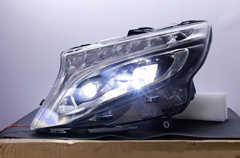 Car Headlight Assembly For Mercedes-Benz V Class Vito Blue DRL Daytime Running Light Dynamic Streamer Turn Signal Head Lamp