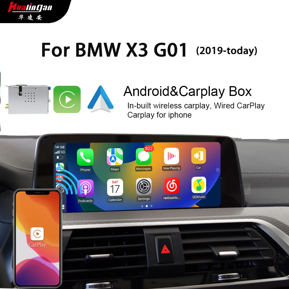 Hualingan For BMW X3 G01 iDrive7.0 MGU 2019 2020 2021 2022 2023 Android CarPlay Adapter Radio Navi Wireles Carplay Full Screen