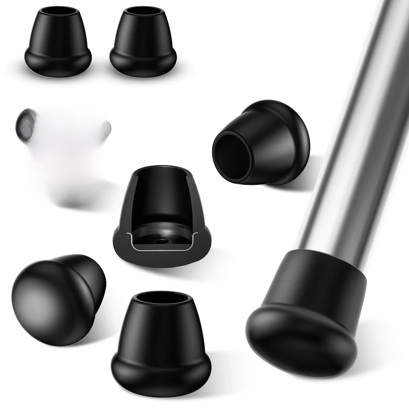 0.75inch Black Chair Leg Floor Protectors Foot Cover Silicone Furniture Table Feet Protect Protect Hardwood Floor from Scratches