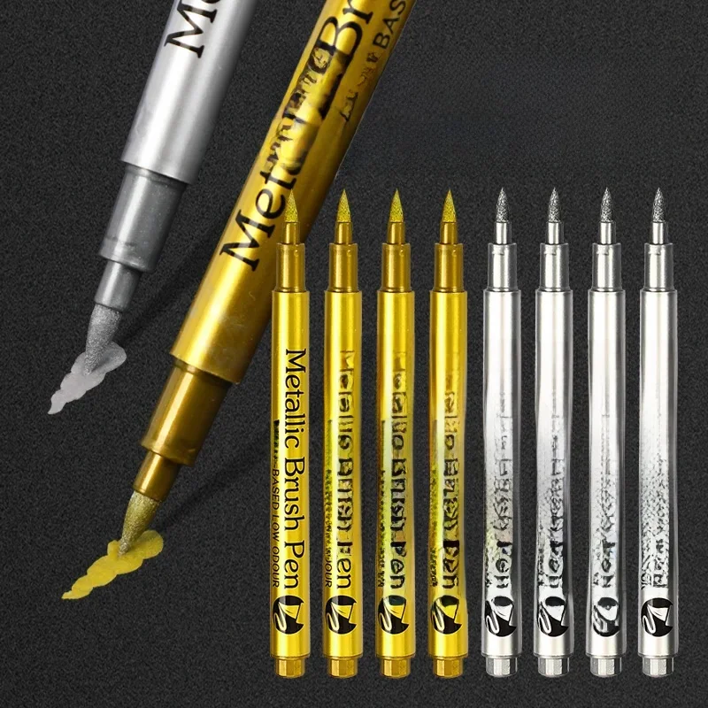 Metalowe pisaki złoto srebro trwałe markery artystyczne dla artystów ilustracja rzemiosło tkanina do scrapbookingu DIY forma z żywicy epoksydowej — 2