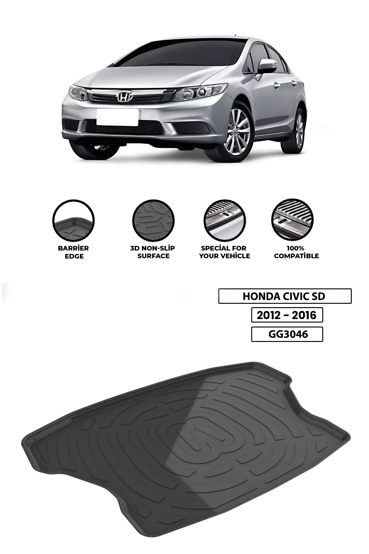 

For -HONDA-CIVIC-SD-2012-2016 luggage compartment Diffuser Extension Rear Bumper Attachment Luggage compartment