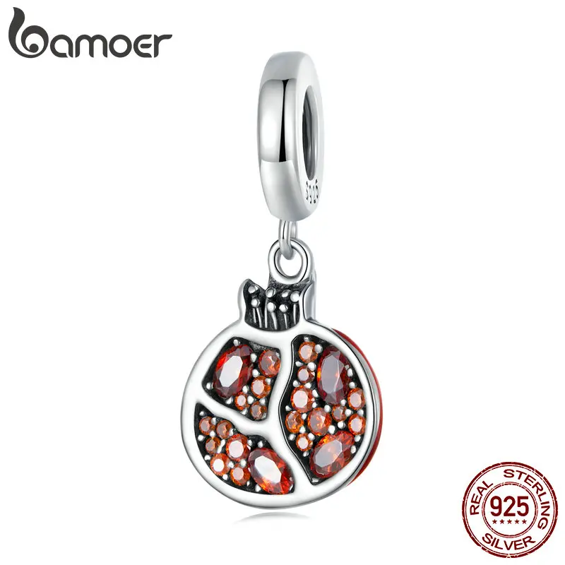 Bamoer 925เงินสเตอร์ลิงที่ละเอียดอ่อนทับทิม Charms ลูกปัด CZ จี้สำหรับผู้หญิงเดิม DIY สร้อยข้อมือและกำไลเครื่องประดับของขวัญ