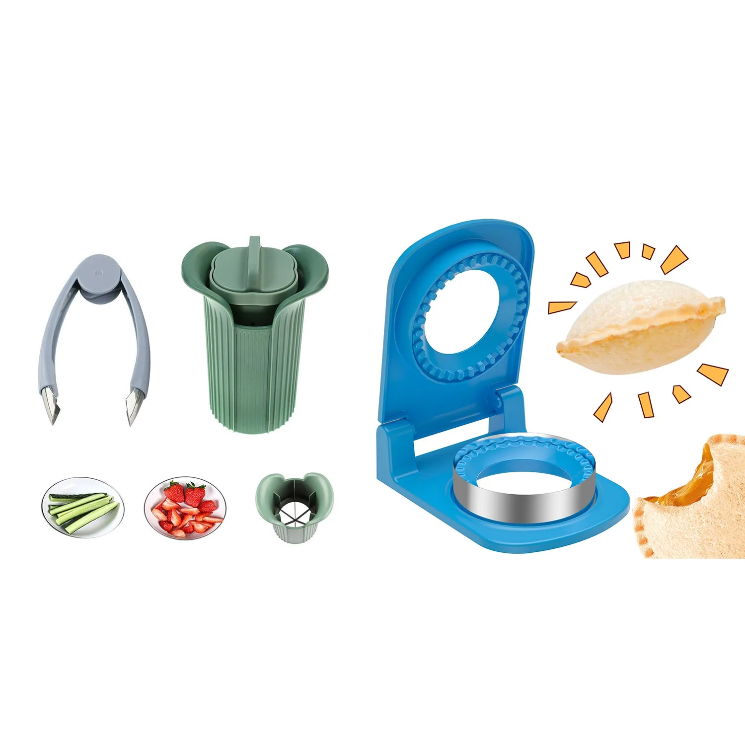 

Grape Cutter,Strawberry Slicer & Sandwich Cutter And Sealer, Sandwich Cutters For Kids Lunch, Cucumber Slicer (3 Pcs)