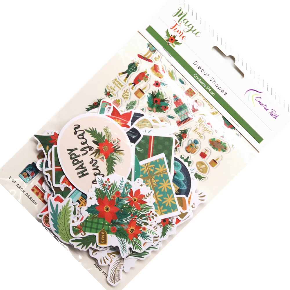 Creative Path 174 Stück Magic Time Scrapbooking Stanzformen Ephemera Weihnachtsgeschenkbox Ausgestanzte Papierausschnitte für Journaling und Kartenherstellung – Detail 10