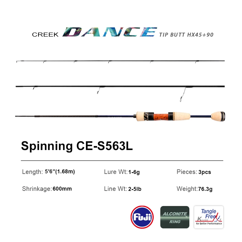 pure-lure PURELURE CREEK DANCE Forellenrute BFS Fishing Casting UL Spinning Light Travel Rod Stream Ejection Rod Fuji Alconite Ring Barsch 6
