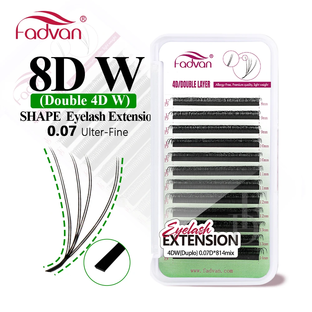 Fadvan 8D W Shape Lashes Extension Two Tips 4D Premade Fan Eyelash Faux Mink Makeup Supplies