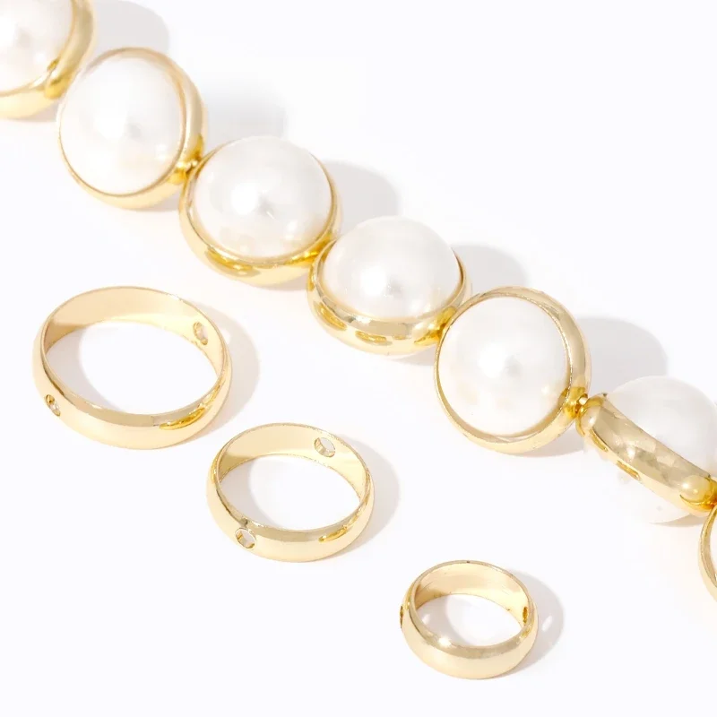 Posrebrzane koraliki okrągła ramka 8mm 10mm 12mm 14K pozłacany mosiądz połącz koraliki ramka pierścień, materiały do robienia bransoletek DIY — zdjęcie 2