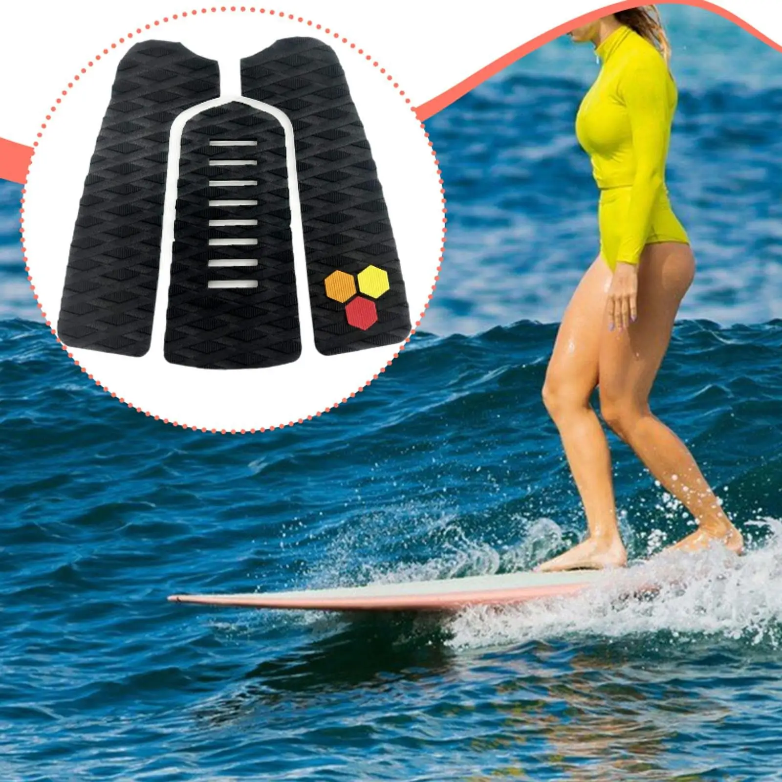 

Нескользящие тяговые накладки для доски для серфинга, устойчивые профессиональные накладки для настила для грифа, скимбординга, аксессуары для серфинга, черные