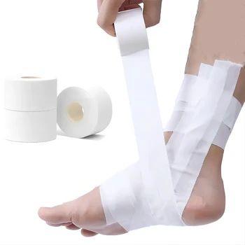 10 Yard Pamuk Tıbbi Spor Yapışkan Bandaj Spor Yaralanmaları, Gerilme, Diz ve Bilek, Ayak Bileği Burkulmaları için Atletik Bant Yaralanma Bakımı
