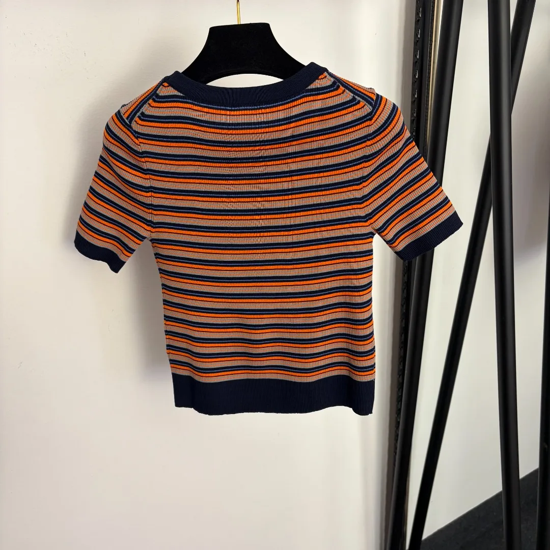 

Женский шерстяной вязаный свитер с цветными полосками и аппликацией в виде букв, новинка ранней весны 2026 года