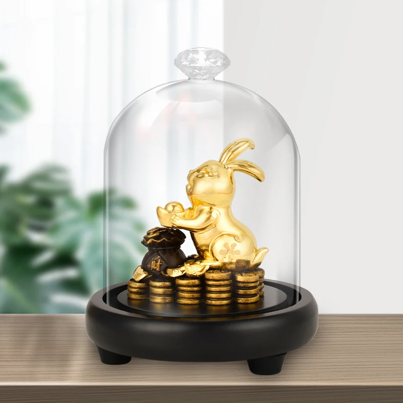 

Gold Foil Crafts Decorations for Home Cute Rabbit Figurines Miniature Tabletop Ornaments Thanksgiving Gift 11x11x15cm