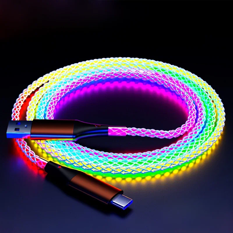 66W 6A RGB Color Light Type C Kabel do szybkiego ładowania danych dla Xiaomi K60 Ultra Samsung S23 Telefon USB C Przewód do ładowania samochodu dla Iphone 14 — zdjęcie 2