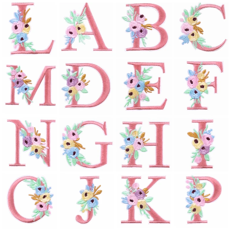 

Iron On Patch English Alphabet Letter Patches For Clothing Pink Badges On Backpack Decor DIY Words Embroidered Patch On Clothes