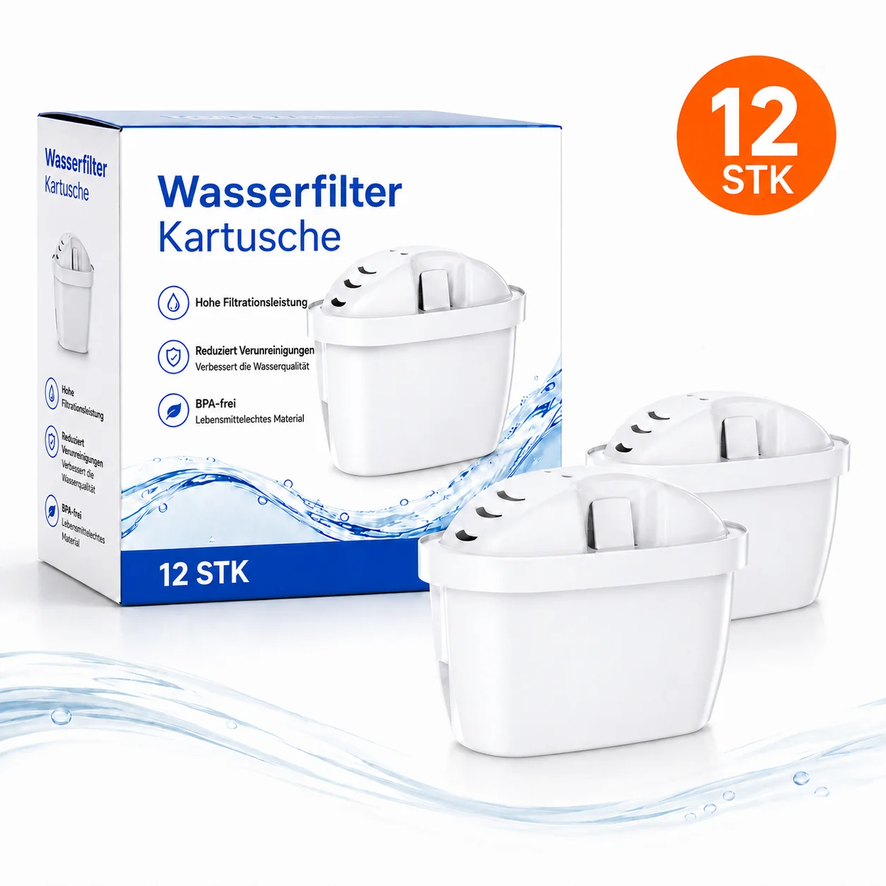 Reimol 12 Wasserfilterkartuschen Kompatibel mit Brita Maxtra+, Ersatzfilter für Wasserfilterkannen und Wasserkocher