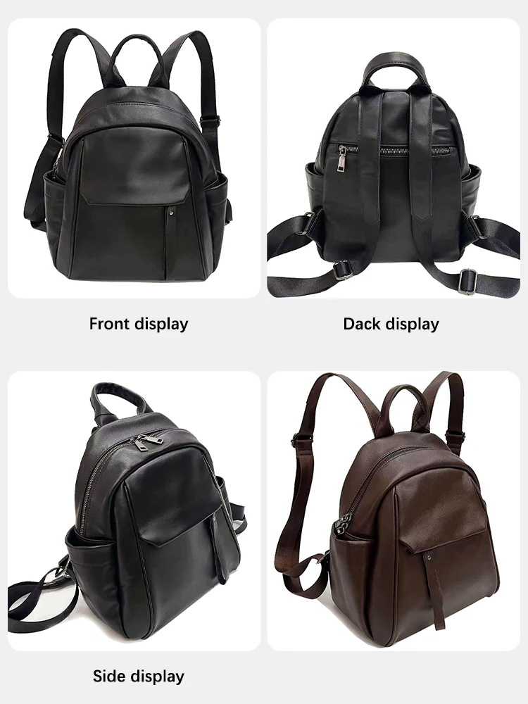 Zency Soft Cow Leather Women Small Backpack Versatile College Style Travel Rucksack School Bag Solid Color Mochila Ipad Bag