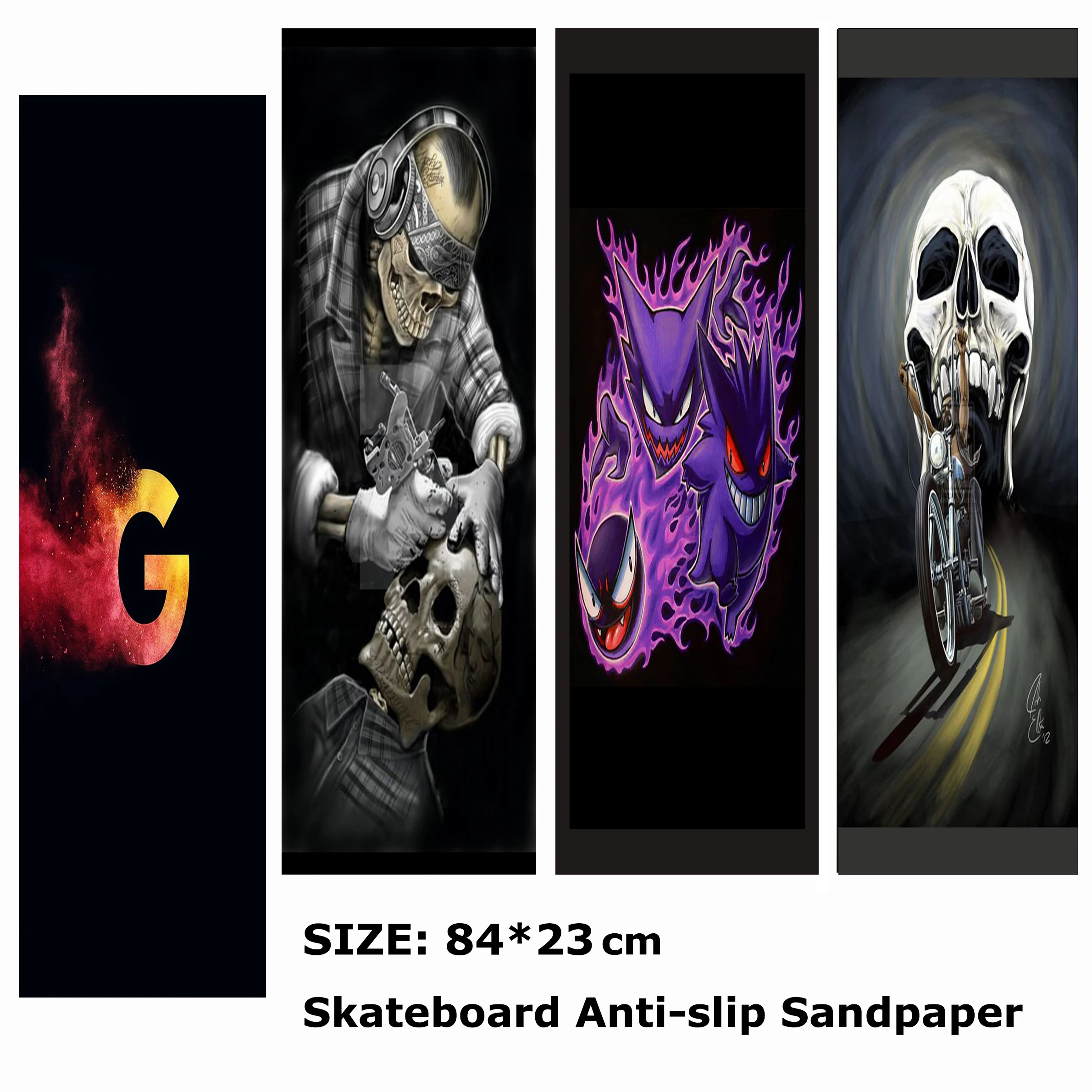 Starry Sky Letter G Skull Pattern Electric Scooter Anti-slip Sticker Sandpaper Skateboard Grip Tape Sheet 84*23cm