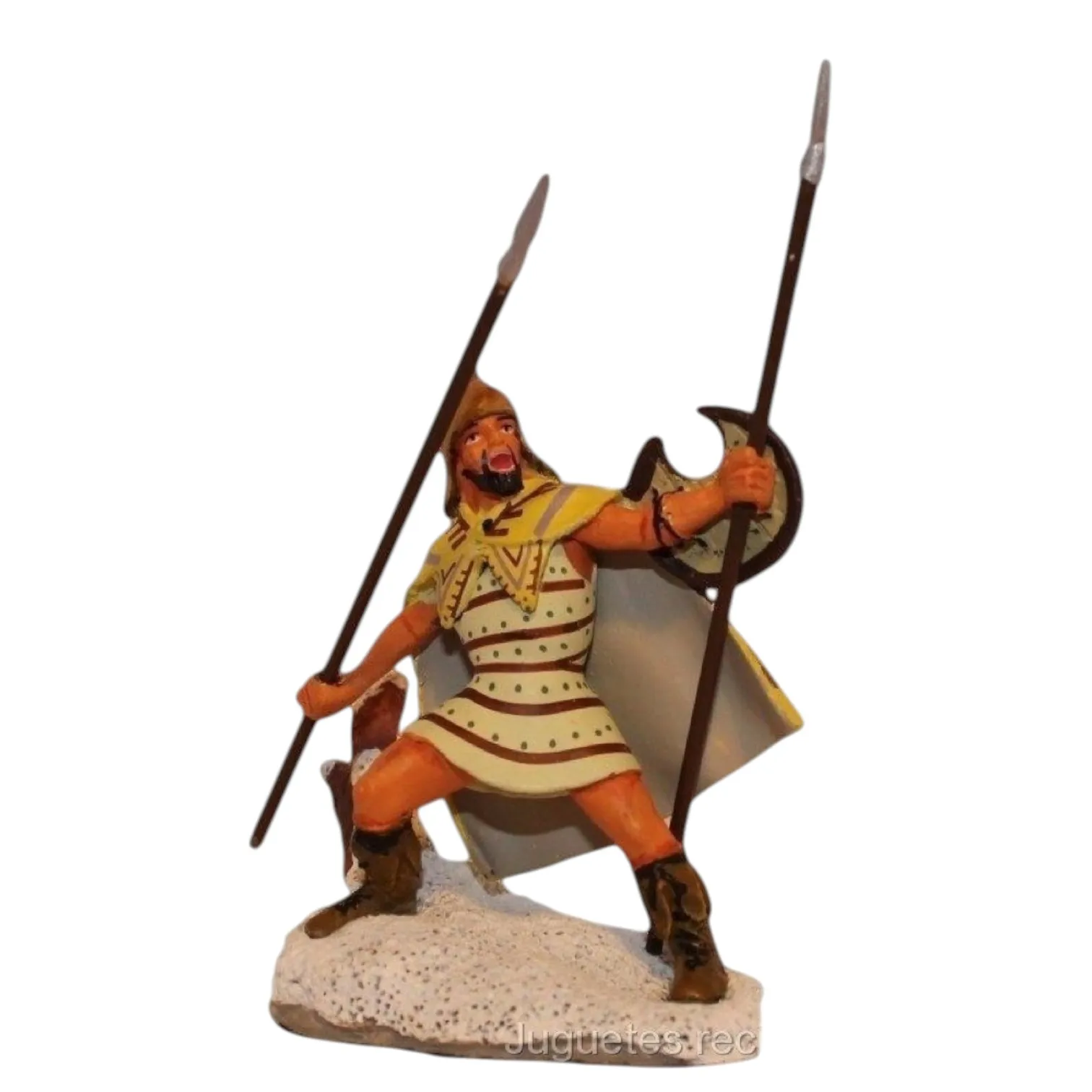 Figurine de guerrier thrace Altaya, représentant un guerrier thrace réputé pour sa fureur, sa bravoure et ses compétences militaires, échelle 1:32, collection Frontline Guerriers de l'Antiquité, sans livret, emballage blister original pouvant être froissé, base