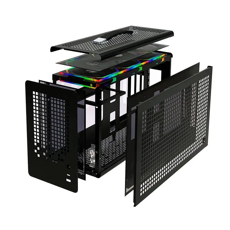 UPSIREN MD-1 Casing Komputer Desktop Portabel Transparan Samping Mendukung Catu Daya SFX/Motherboard ITX/Panjang Kartu Grafis≤380mm