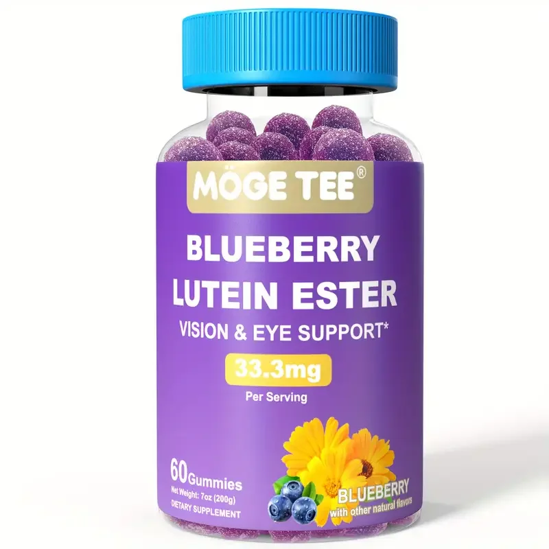 MOGE TEE Blueberry Lutein Gummies 33.3mg Lutein Per Gummy Eye Health & Vision Support 60 Gummies 7oz.