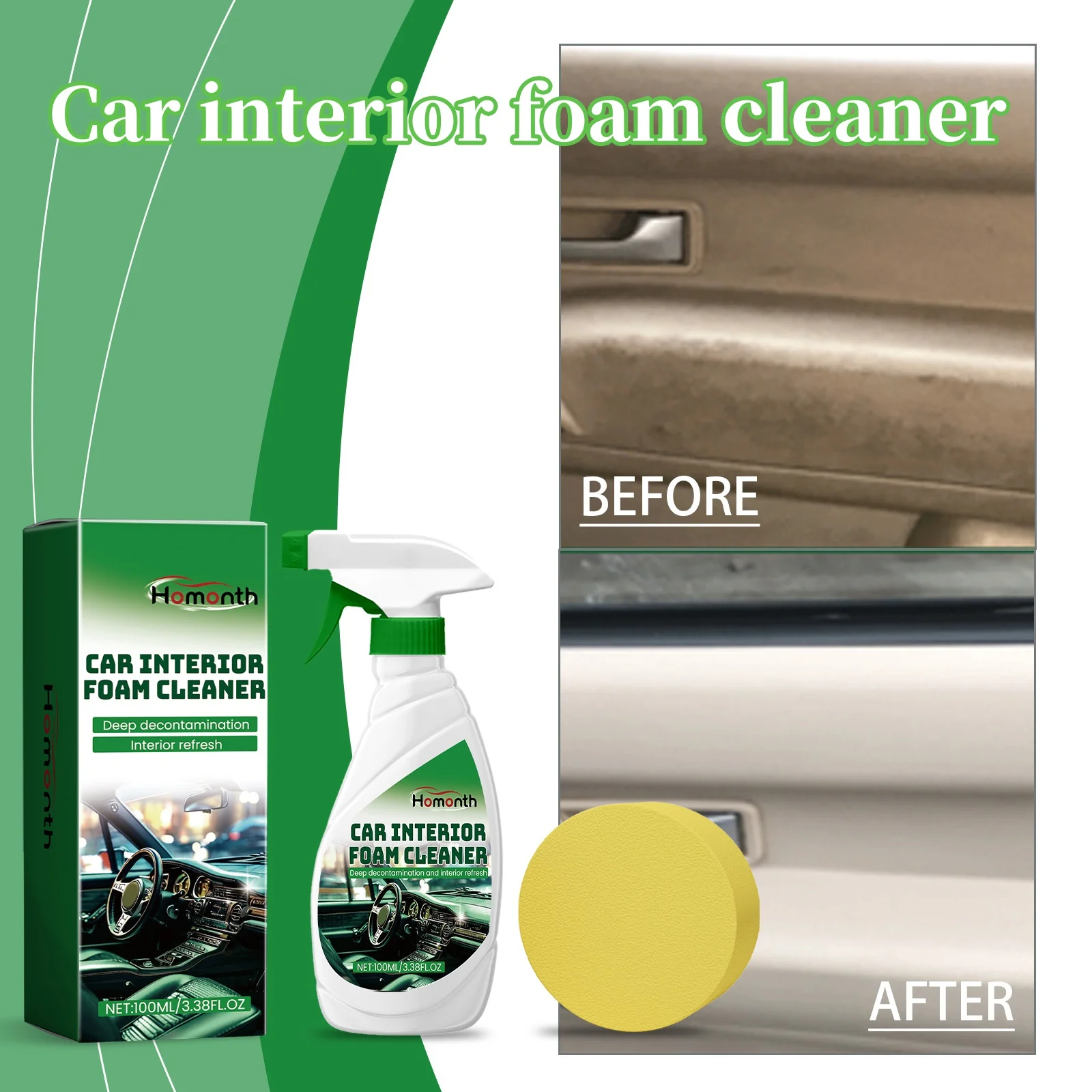 

Homonth Car Interior Foam Cleaner, Seat Leather Foam No-washing Decontamination Ceiling Refurbishment Agent