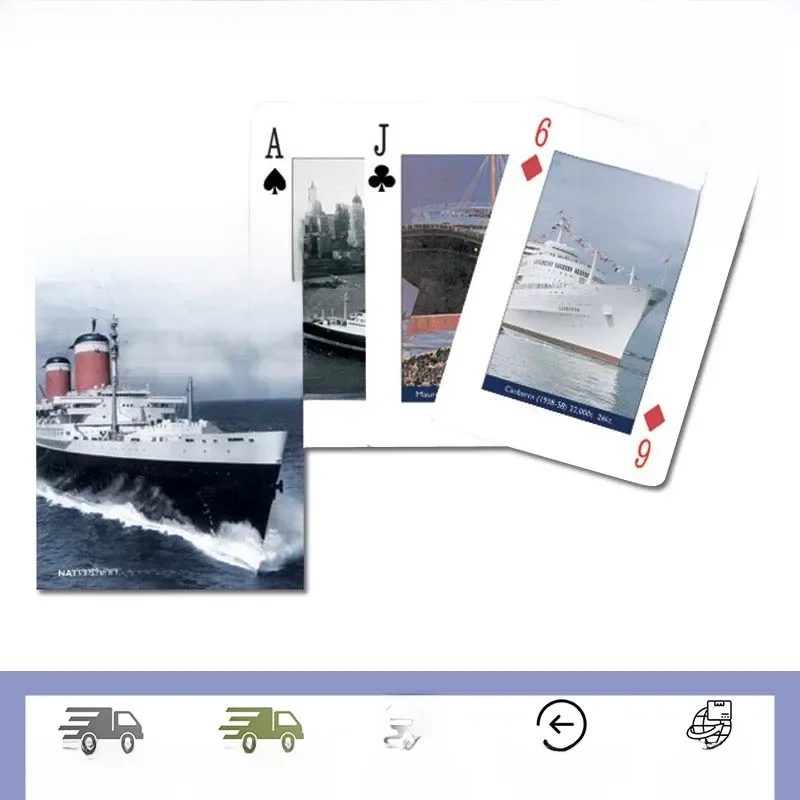 Piatnik, baralho de poker, 54 cartas, linhas do oceano, marítimo, museu nacional, fotografias,
